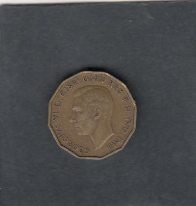 Beschrijving: 3 Pence  GEORGIUS VI